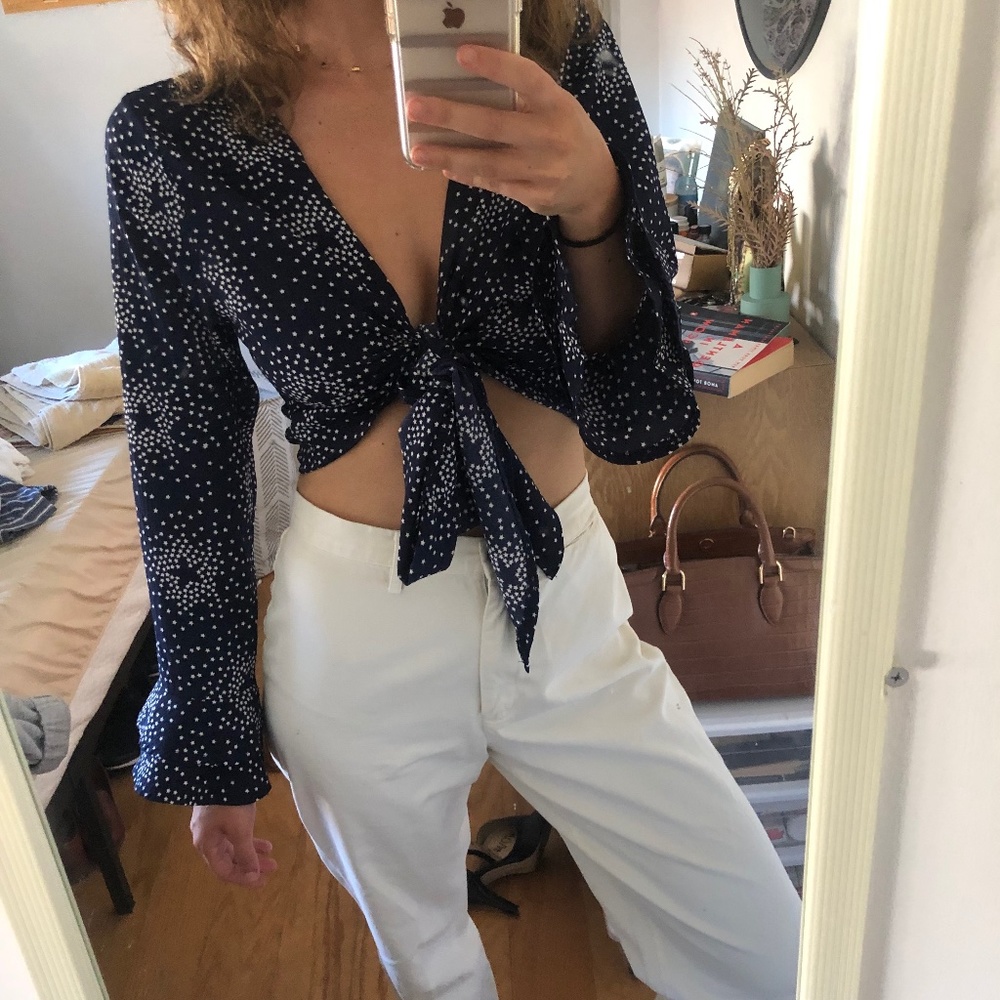 Verge Girl Blue and White Star Tie Top